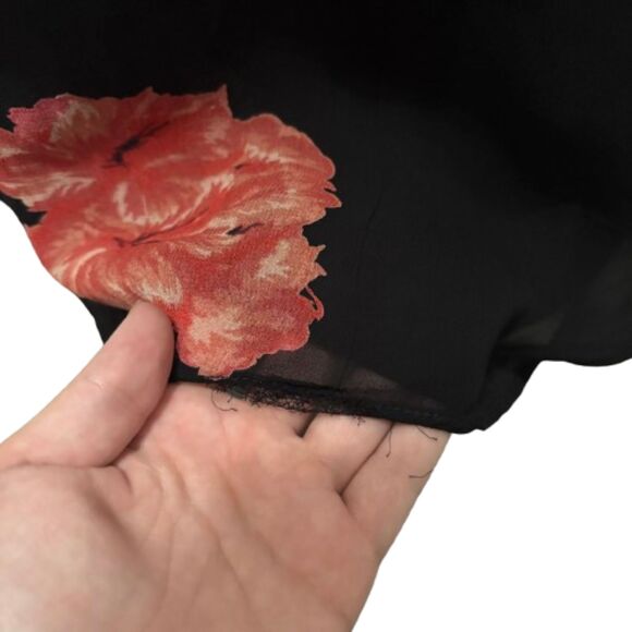 Vintage 90s Lola P Midi Dress Black Rose‎ Dark Floral Romantic Grunge Size 10 - Picture 5 of 7